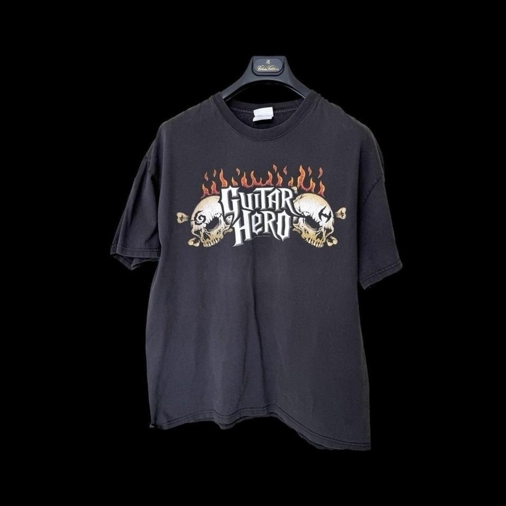 Vintage Guitar Hero Y2K 2008 Flaming Skulls Video‎ Game Promo T-Shirt Sz XL